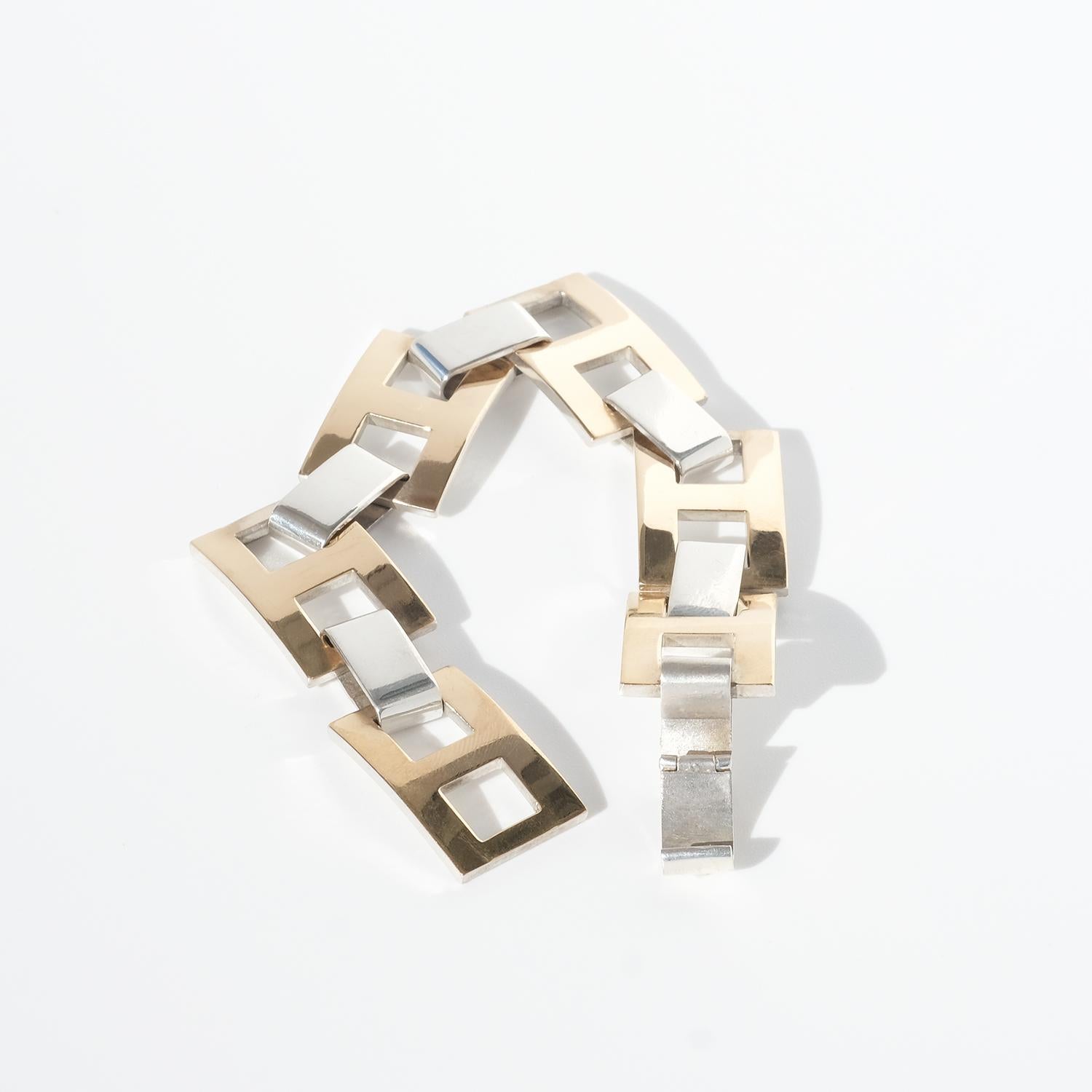 Vintage-Armband aus Silber und Gold von schwedischem Meister Sigurd Persson, hergestellt im Jahr 1976 im Angebot 5