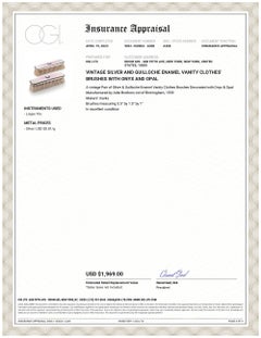 Cepillos de Ropa Vintage de Plata y Esmalte Guilloché con Ónice y Ópalo