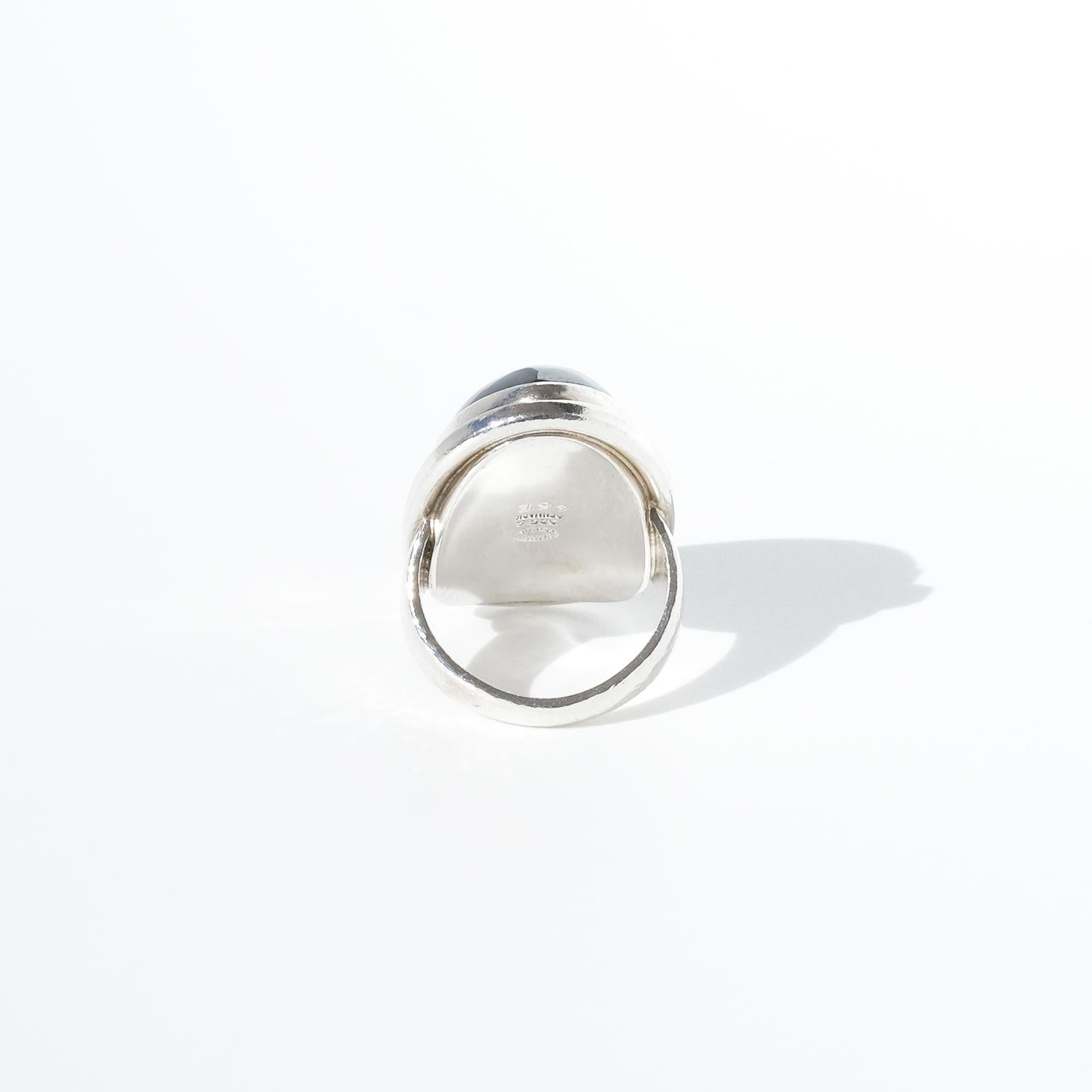 Vintage Silver and Hematite Ring by Harald Nielsen for Georg Jensen For Sale 2