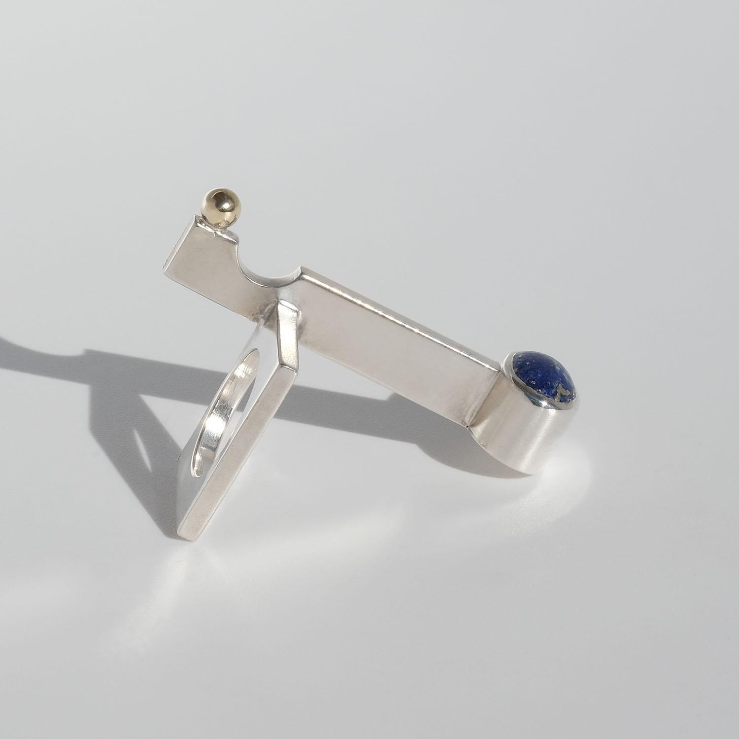 Vintage Silver and Lapis Lazuli Ring by Bengt Bellander Made Year 1973 For Sale 1
