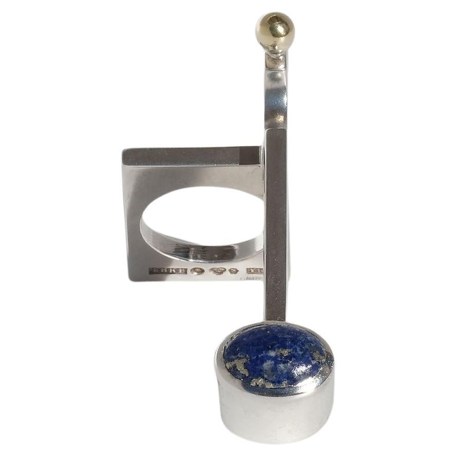 Vintage Silver and Lapis Lazuli Ring by Bengt Bellander Made Year 1973 For Sale