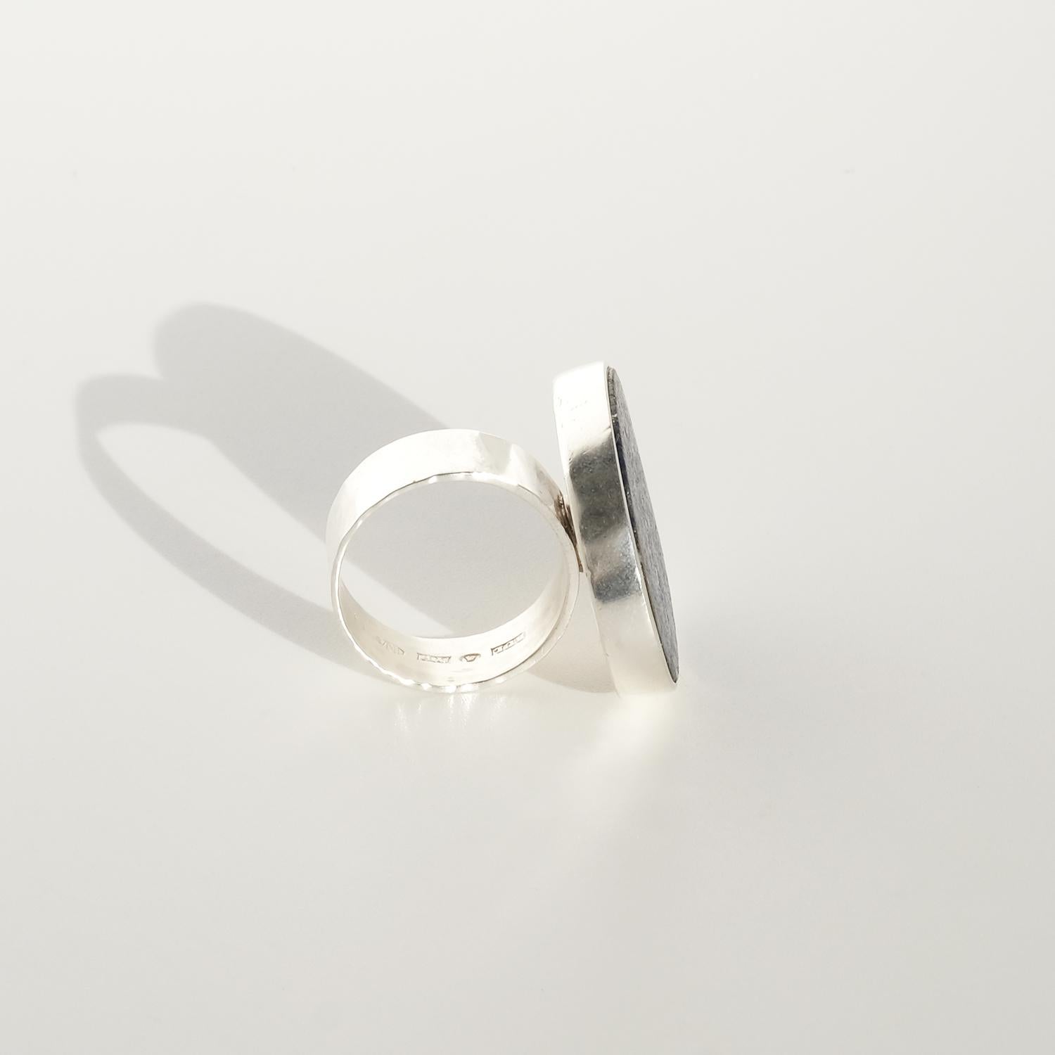 Vintage-Ring aus Silber und Lapislazuli von Meister Bengt Liljedahl, hergestellt 1973 im Angebot 5