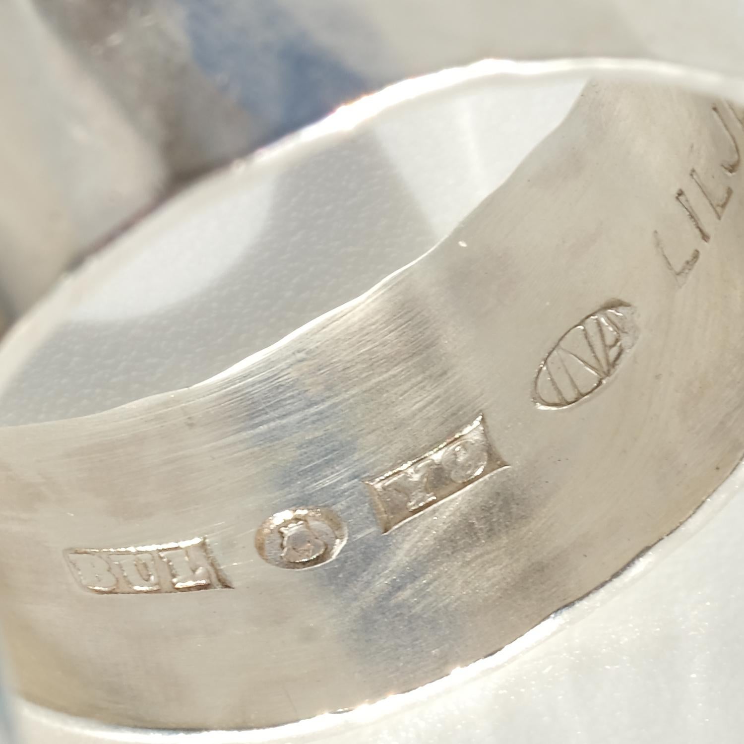 Vintage-Ring aus Silber und Lapislazuli von Meister Bengt Liljedahl, hergestellt 1973 im Angebot 6