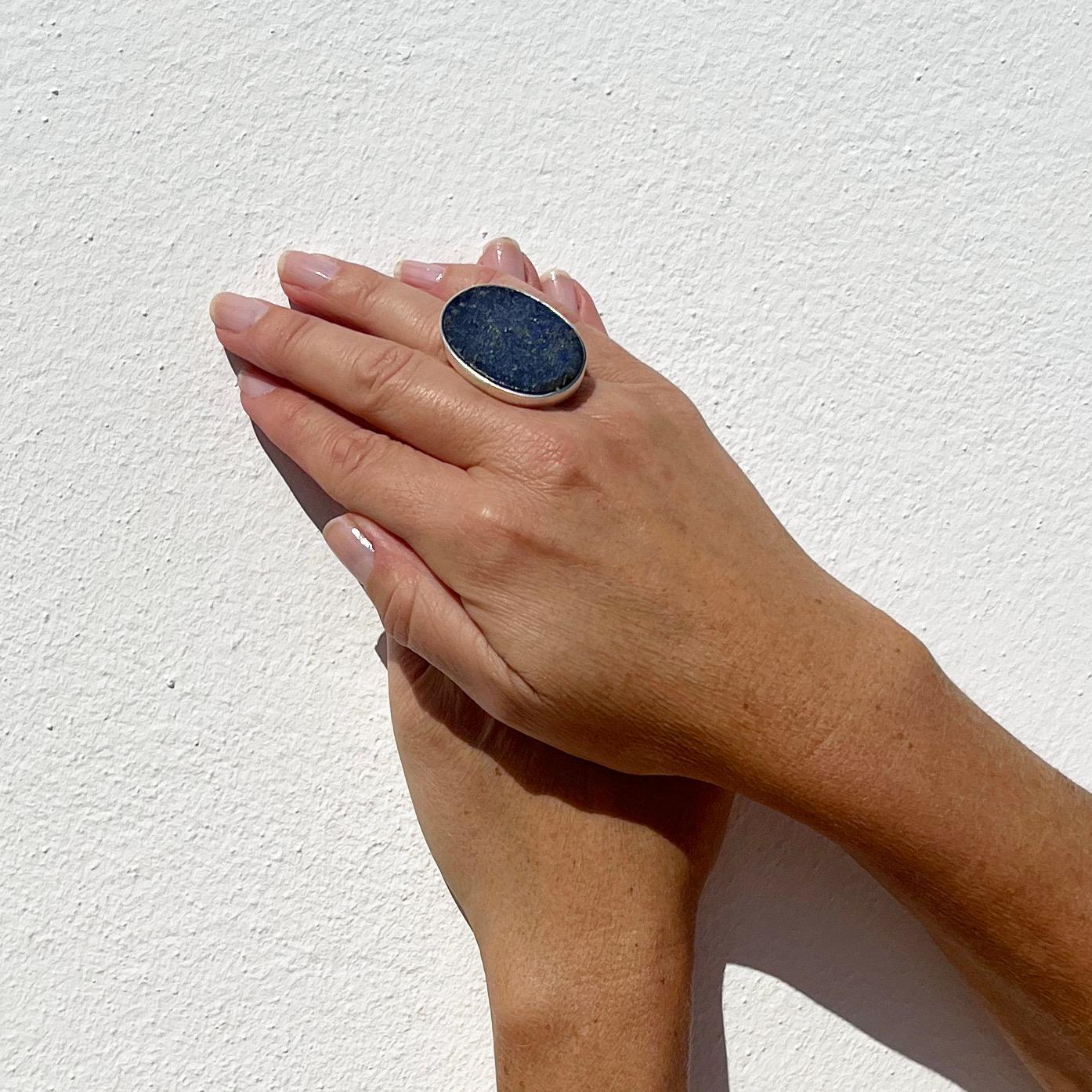 Vintage-Ring aus Silber und Lapislazuli von Meister Bengt Liljedahl, hergestellt 1973 im Angebot 8