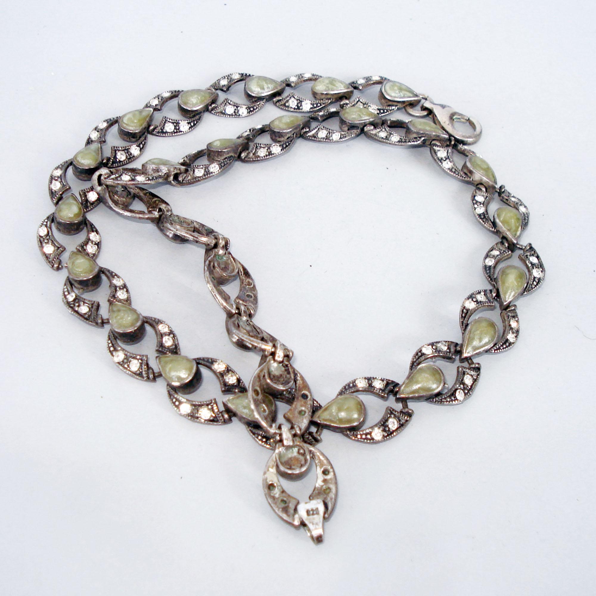 Vintage Silver and Marcasite Jewelry Set Necklace, Bracelet and Earrings, 1980s 3