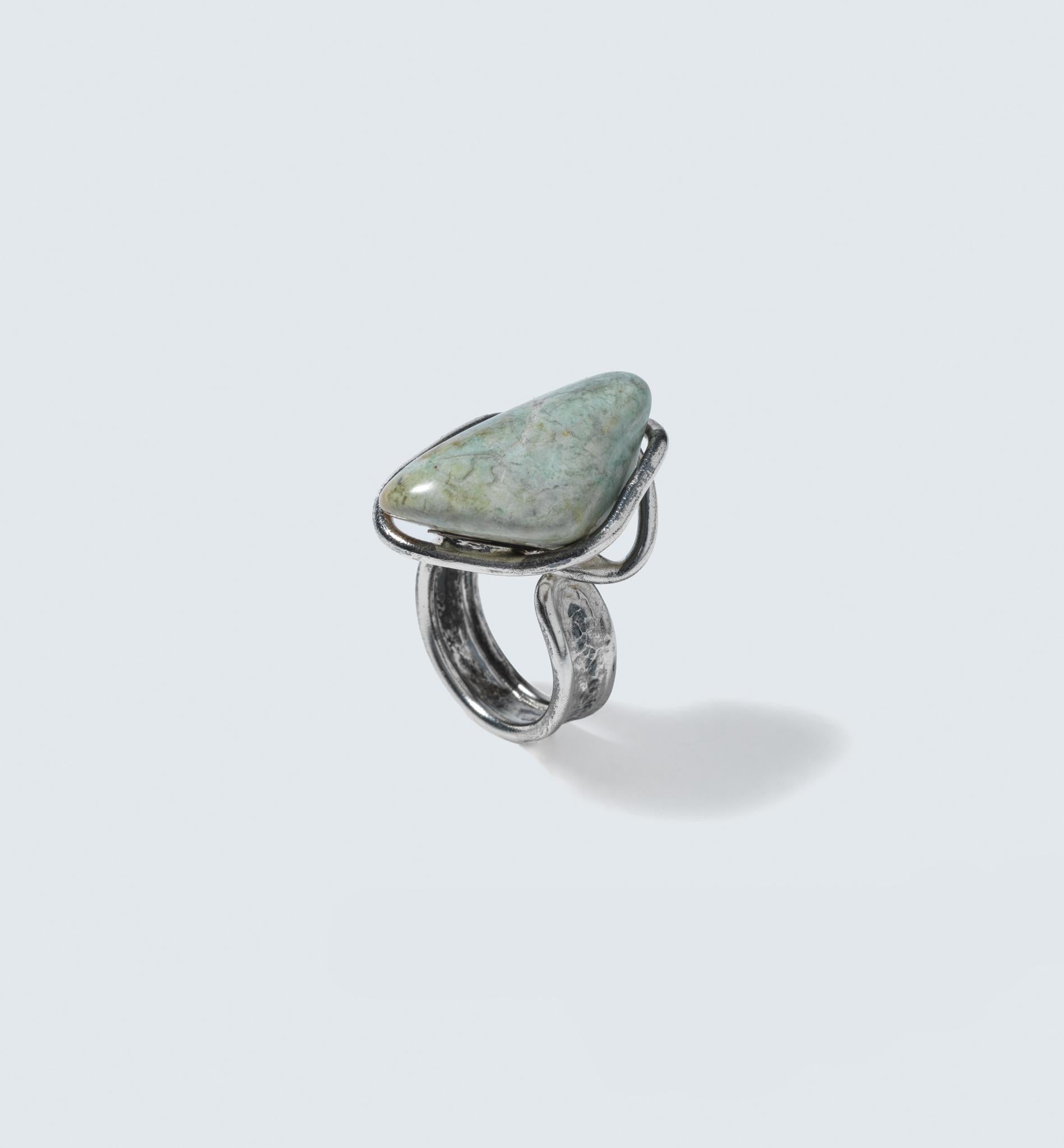 Vintage-Ring aus Silber und Naturstein des schwedischen Meisters Carl Forsberg aus dem Jahr 1973 im Zustand „Gut“ im Angebot in Stockholm, SE