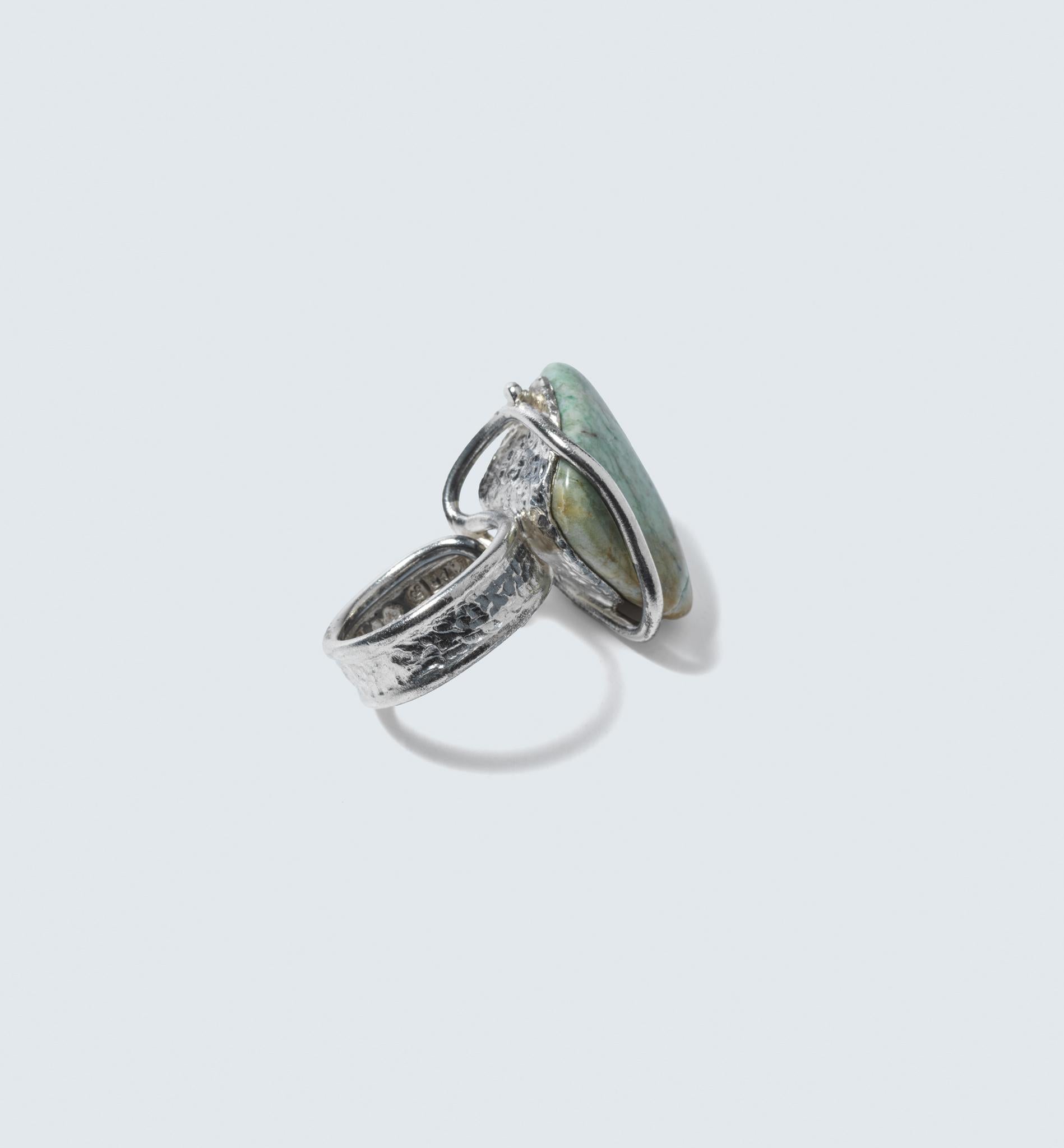 Vintage-Ring aus Silber und Naturstein des schwedischen Meisters Carl Forsberg aus dem Jahr 1973 im Angebot 1