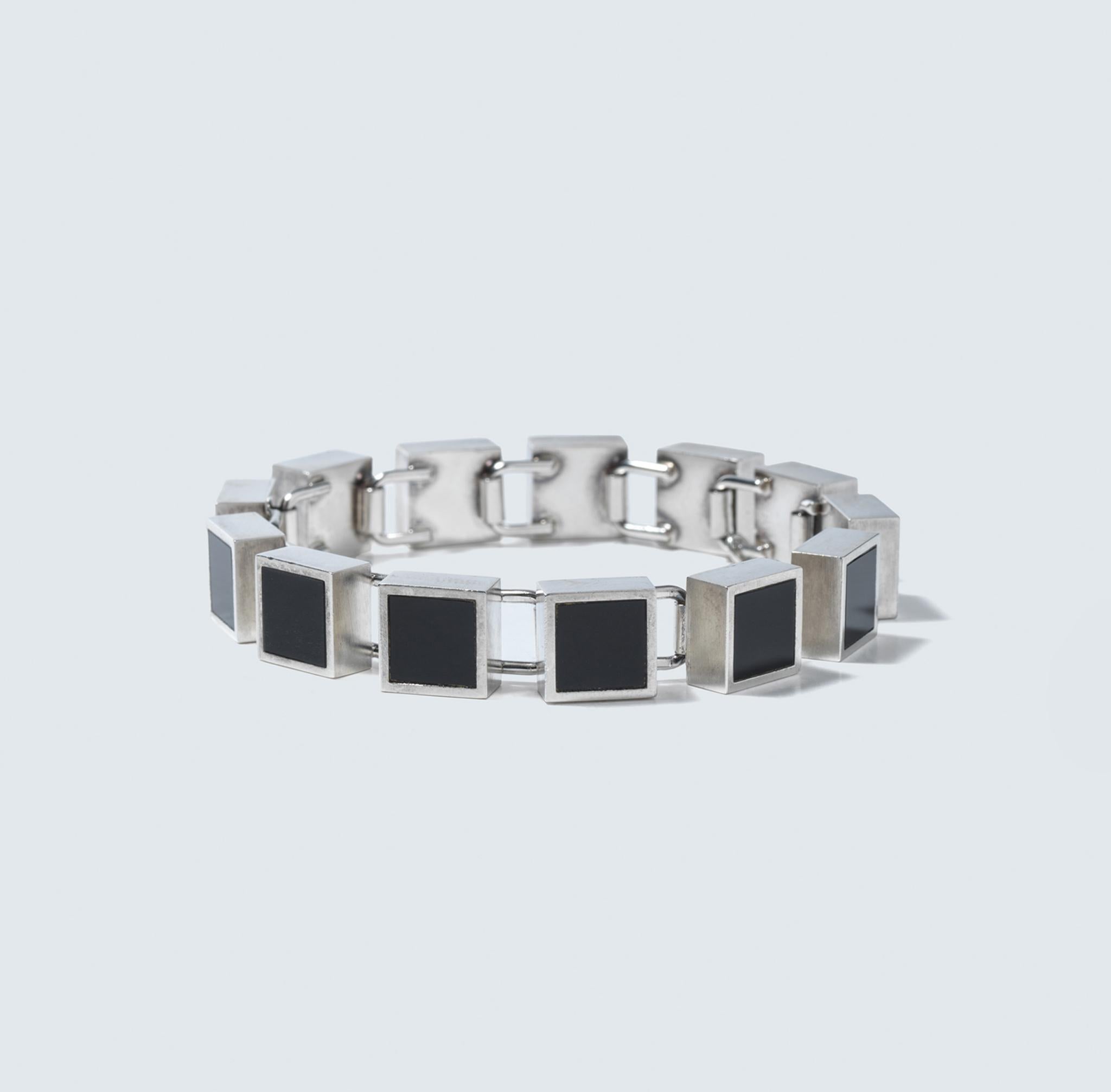Vintage-Armband aus Silber und Onyx von Arne Johansen aus den 1970er Jahren im Zustand „Gut“ im Angebot in Stockholm, SE