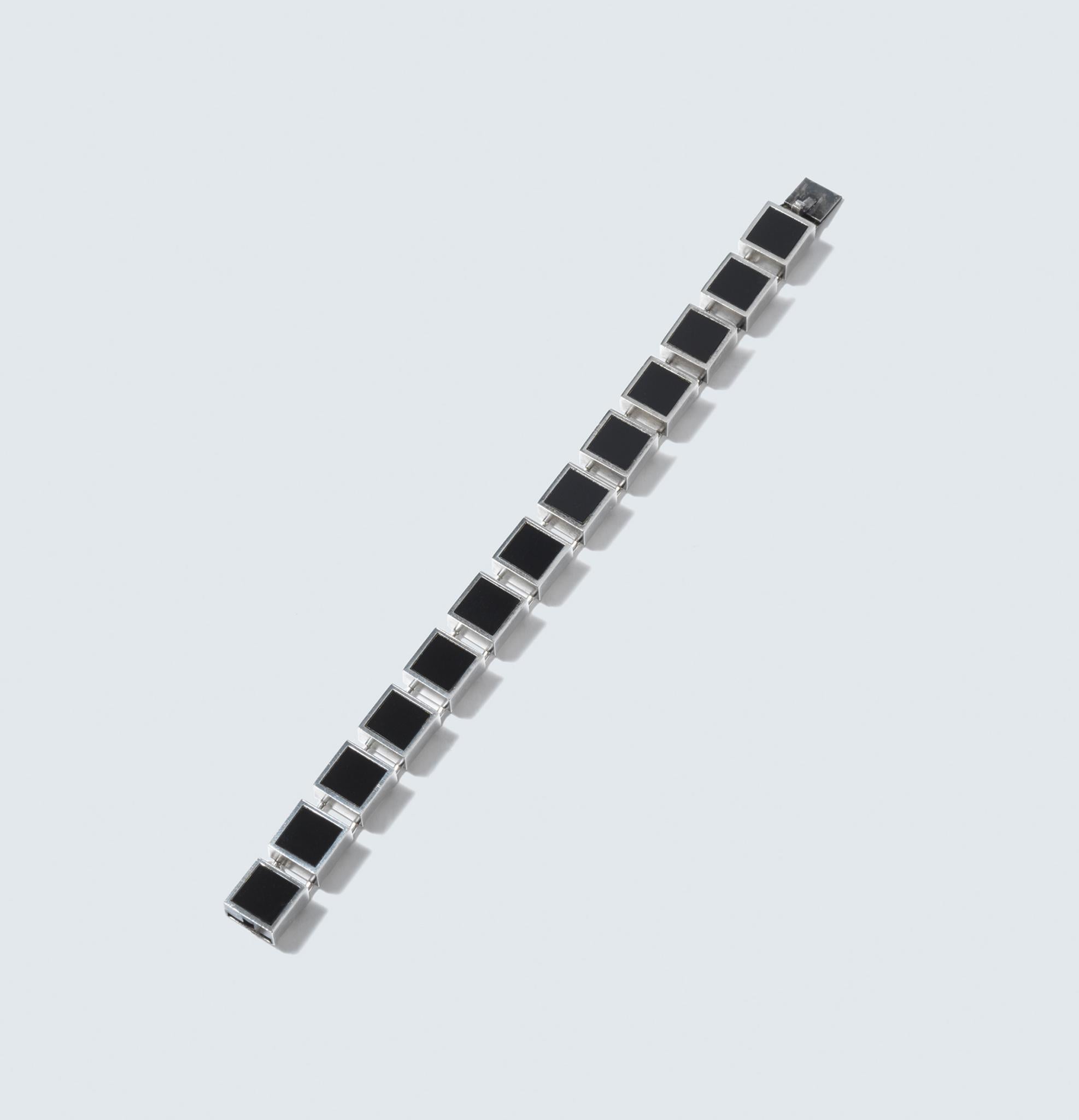 Vintage-Armband aus Silber und Onyx von Arne Johansen aus den 1970er Jahren im Angebot 2