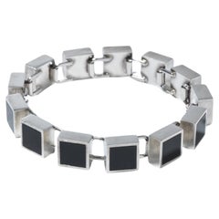 Vintage Silver and Onyx Bracelet by Arne Johansen Made in the 1970s