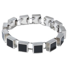Bracciale vintage in argento e onice di Arne Johansen realizzato negli anni '70