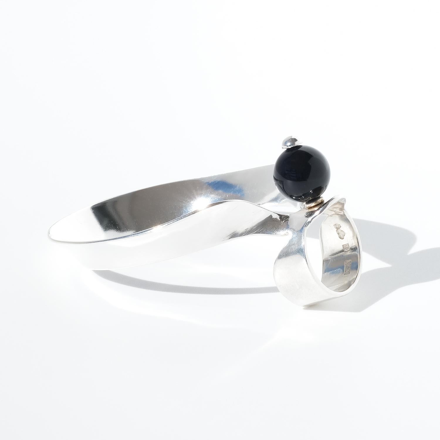 Anello vintage in argento e onice di Anna-Stina Åberg del 1987 in vendita 1