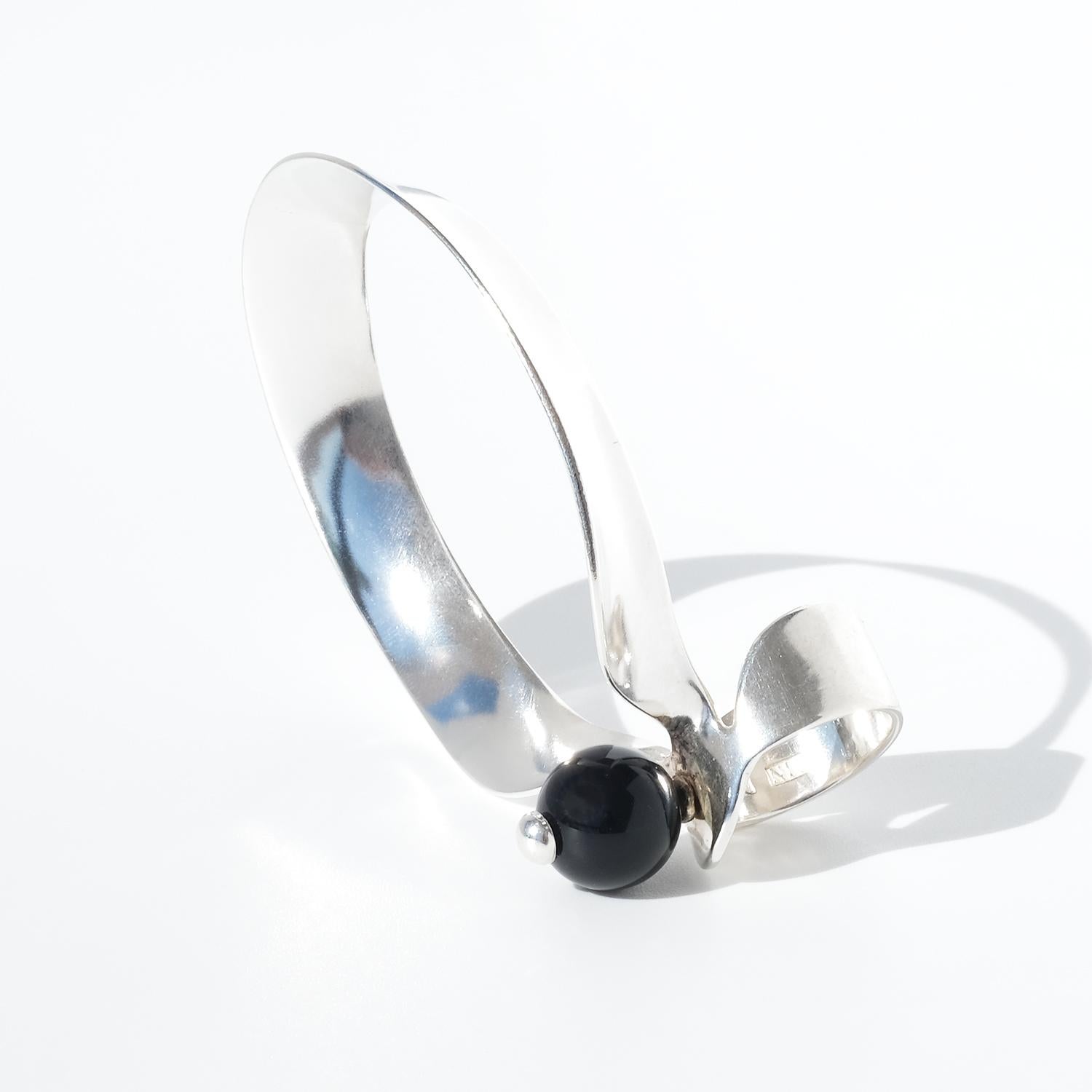 Anello vintage in argento e onice di Anna-Stina Åberg del 1987 in vendita 2