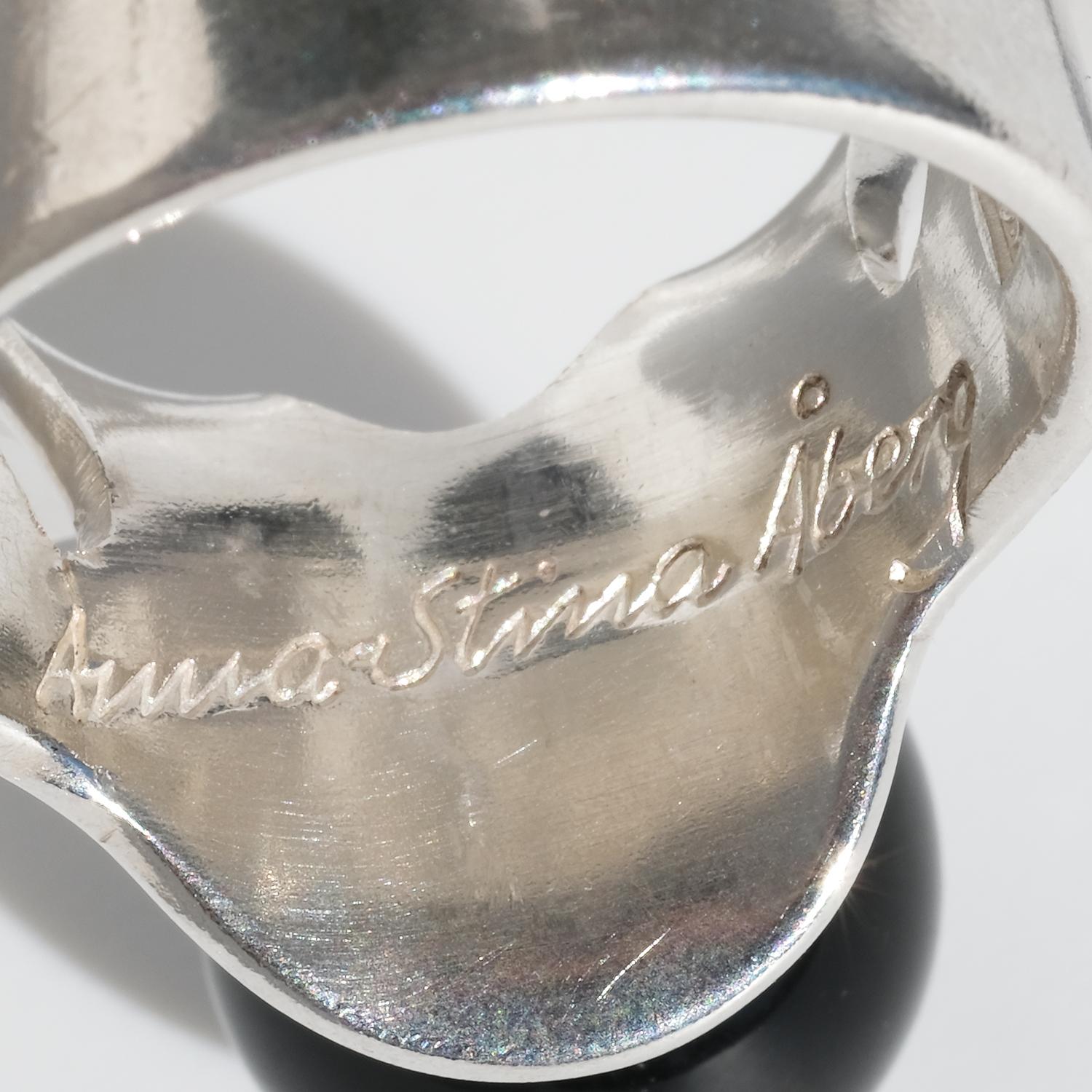 Anello vintage in argento e onice di Anna-Stina Åberg del 1987 in vendita 4