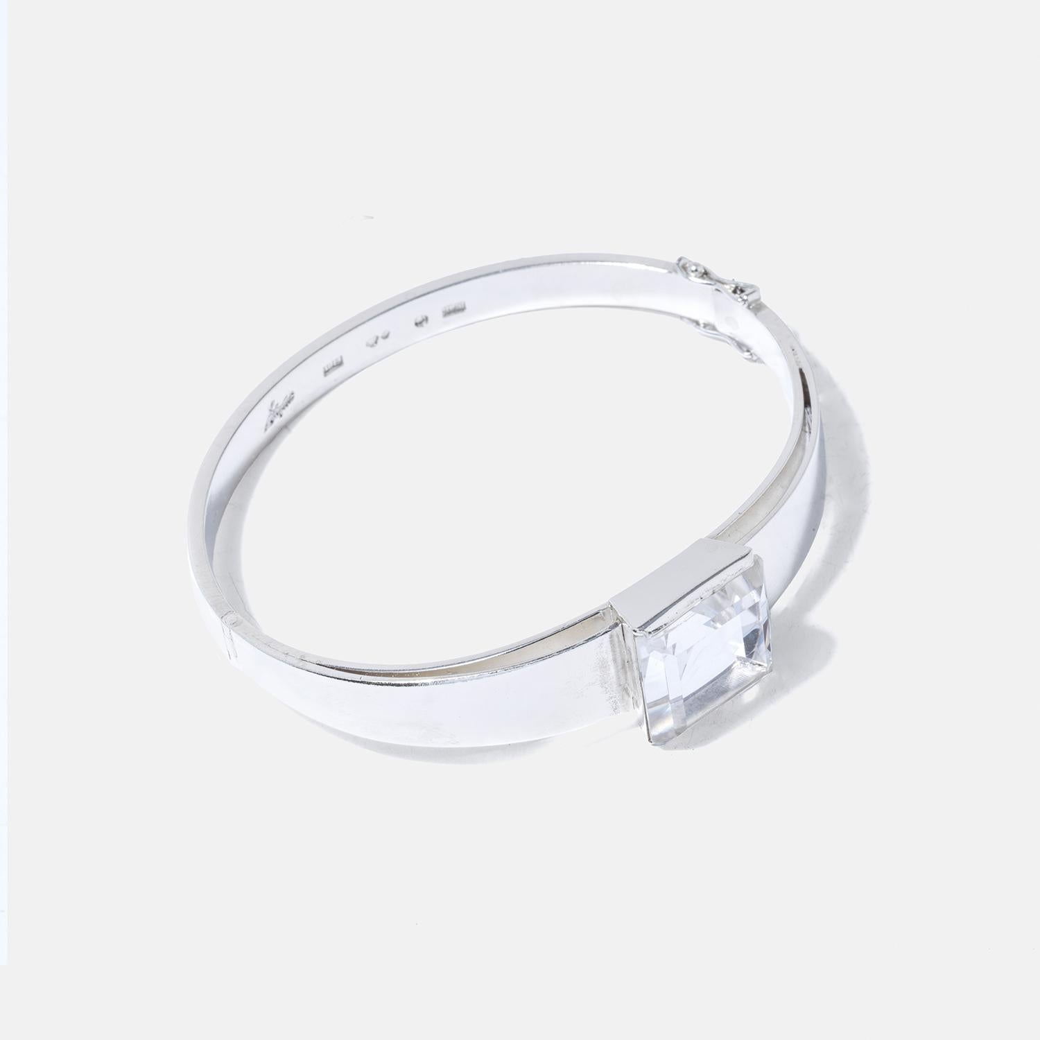 Quadrato Bracciale vintage in argento e cristallo di rocca di Ateljé Stigbert Anno 1943 in vendita