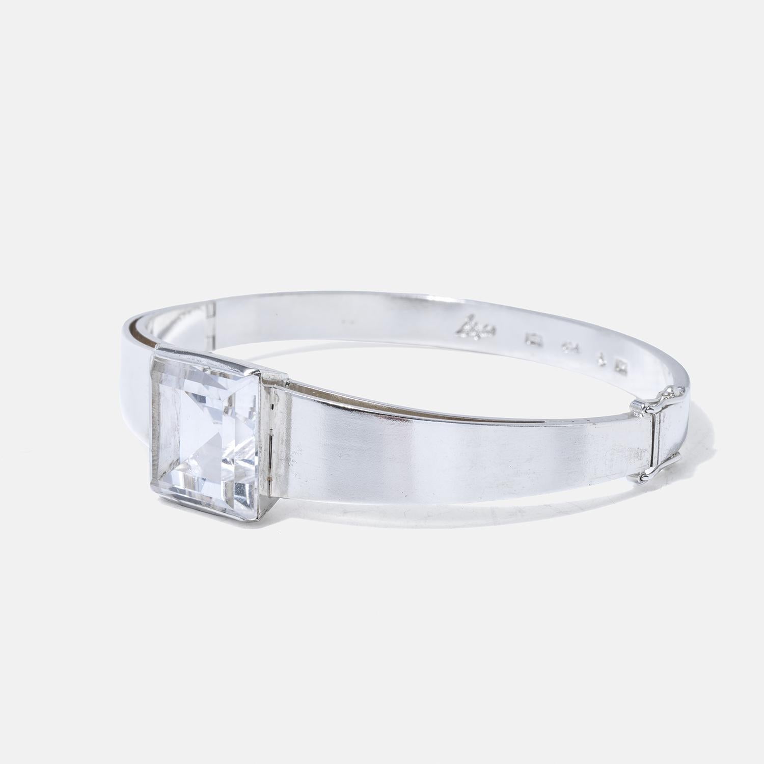Donna Bracciale vintage in argento e cristallo di rocca di Ateljé Stigbert Anno 1943 in vendita