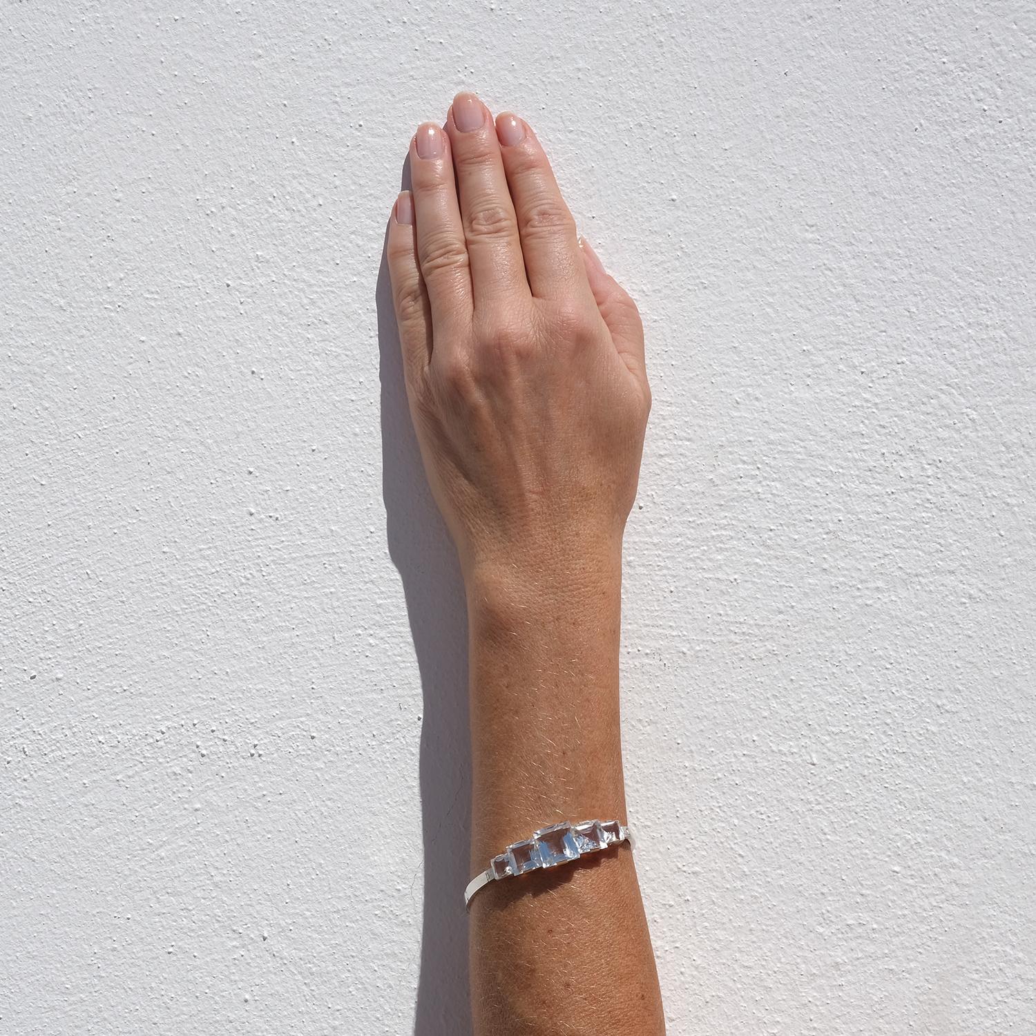 Vintage Silver and Rock Crystal Bracelet by Heribert Engelbert Made 1943 For Sale 5