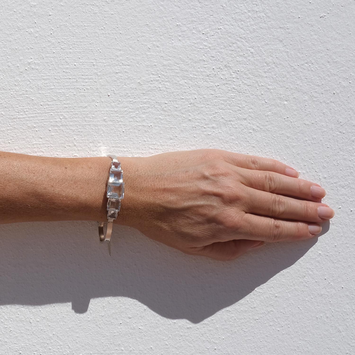 Vintage Silver and Rock Crystal Bracelet by Heribert Engelbert Made 1943 For Sale 6