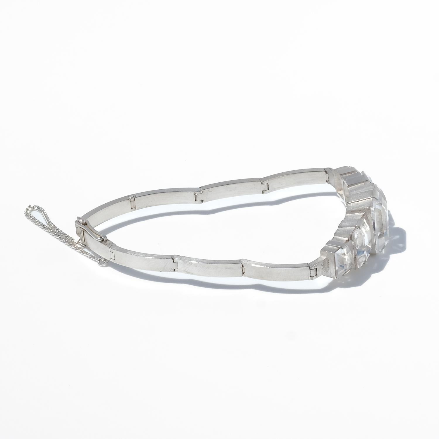 Vintage Silver and Rock Crystal Bracelet by Heribert Engelbert Made 1943 For Sale 2