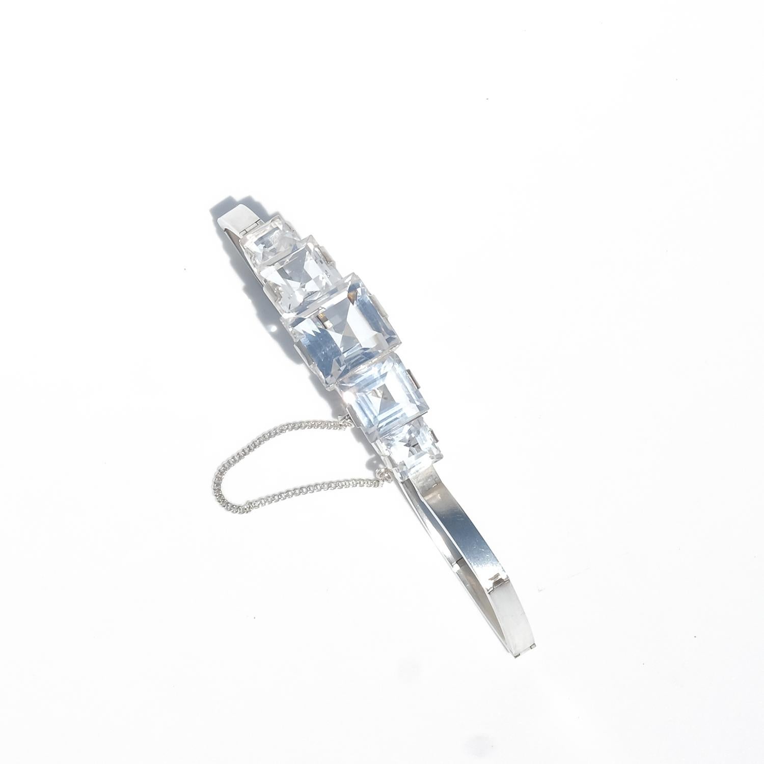 Vintage Silver and Rock Crystal Bracelet by Heribert Engelbert Made 1943 For Sale 4
