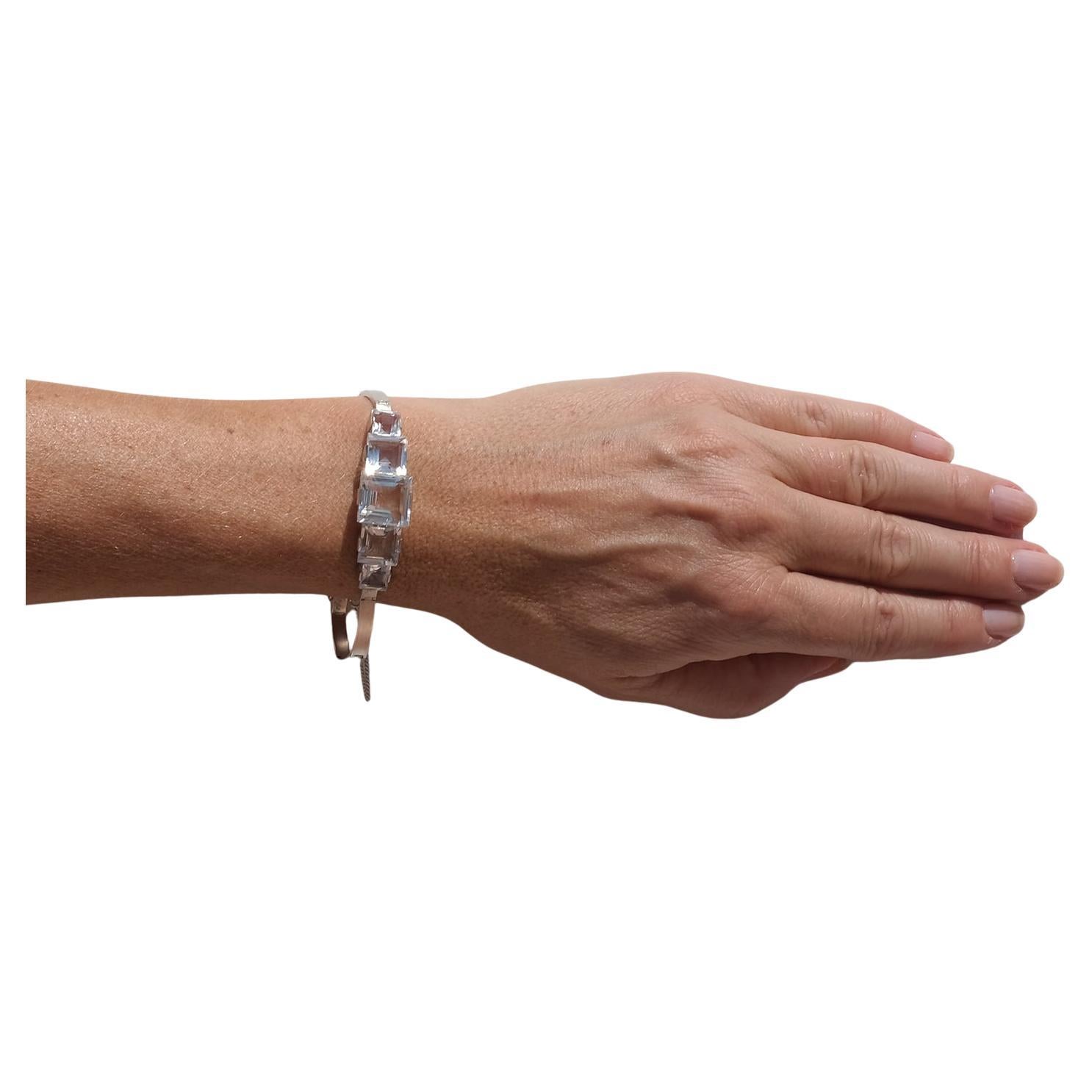 Vintage Silver and Rock Crystal Bracelet by Heribert Engelbert Made 1943 For Sale