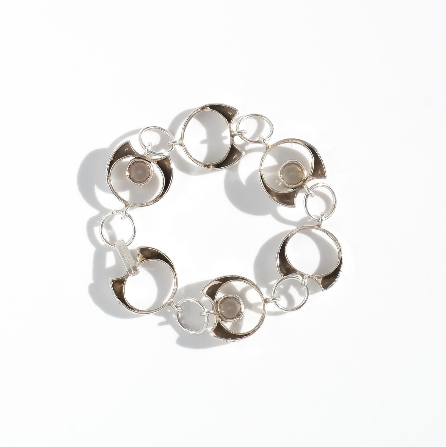Vintage-Armband aus Silber und Bergkristall von Karl Laine, hergestellt 1975 (Brillantschliff) im Angebot