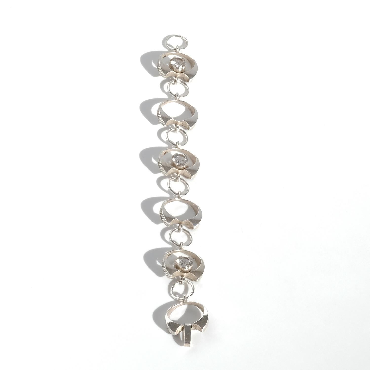 Vintage-Armband aus Silber und Bergkristall von Karl Laine, hergestellt 1975 im Zustand „Gut“ im Angebot in Stockholm, SE
