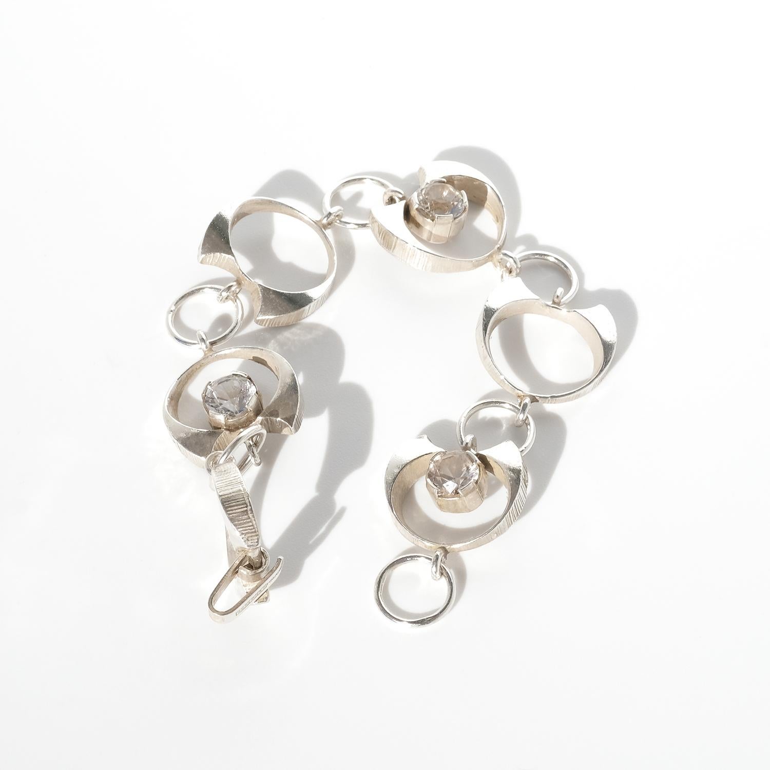 Vintage-Armband aus Silber und Bergkristall von Karl Laine, hergestellt 1975 für Damen oder Herren im Angebot