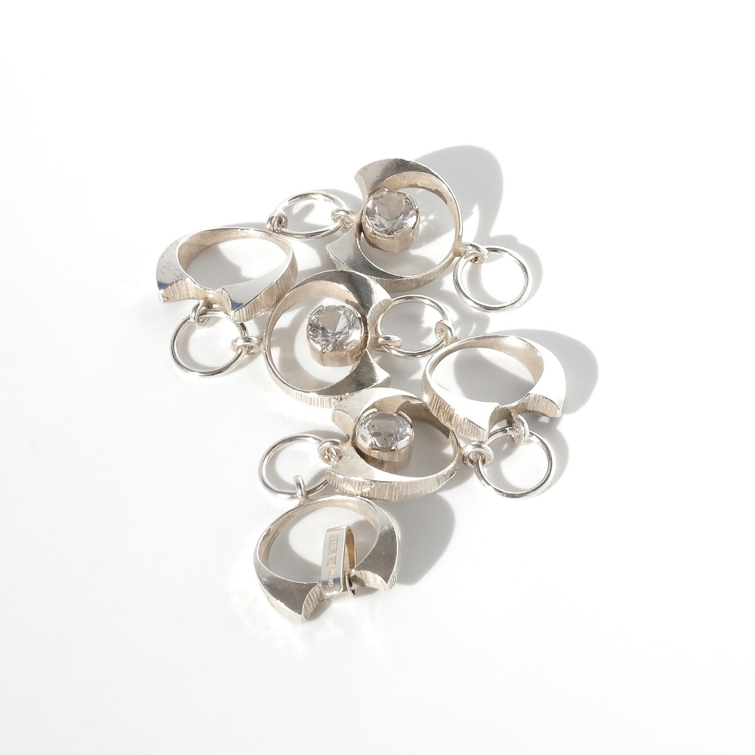 Vintage-Armband aus Silber und Bergkristall von Karl Laine, hergestellt 1975 im Angebot 1