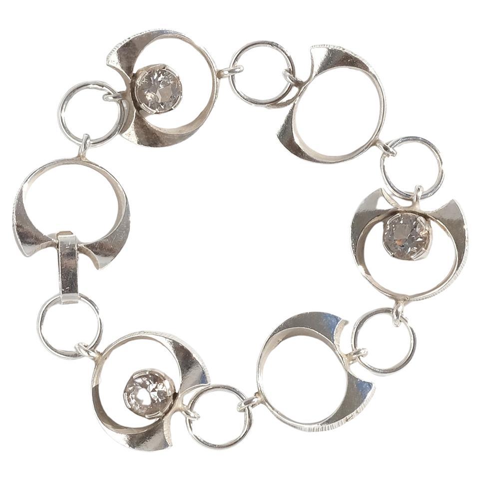 Vintage-Armband aus Silber und Bergkristall von Karl Laine, hergestellt 1975