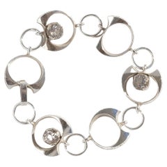 Pulsera vintage de plata y cristal de roca de Karl Laine Fabricada en 1975