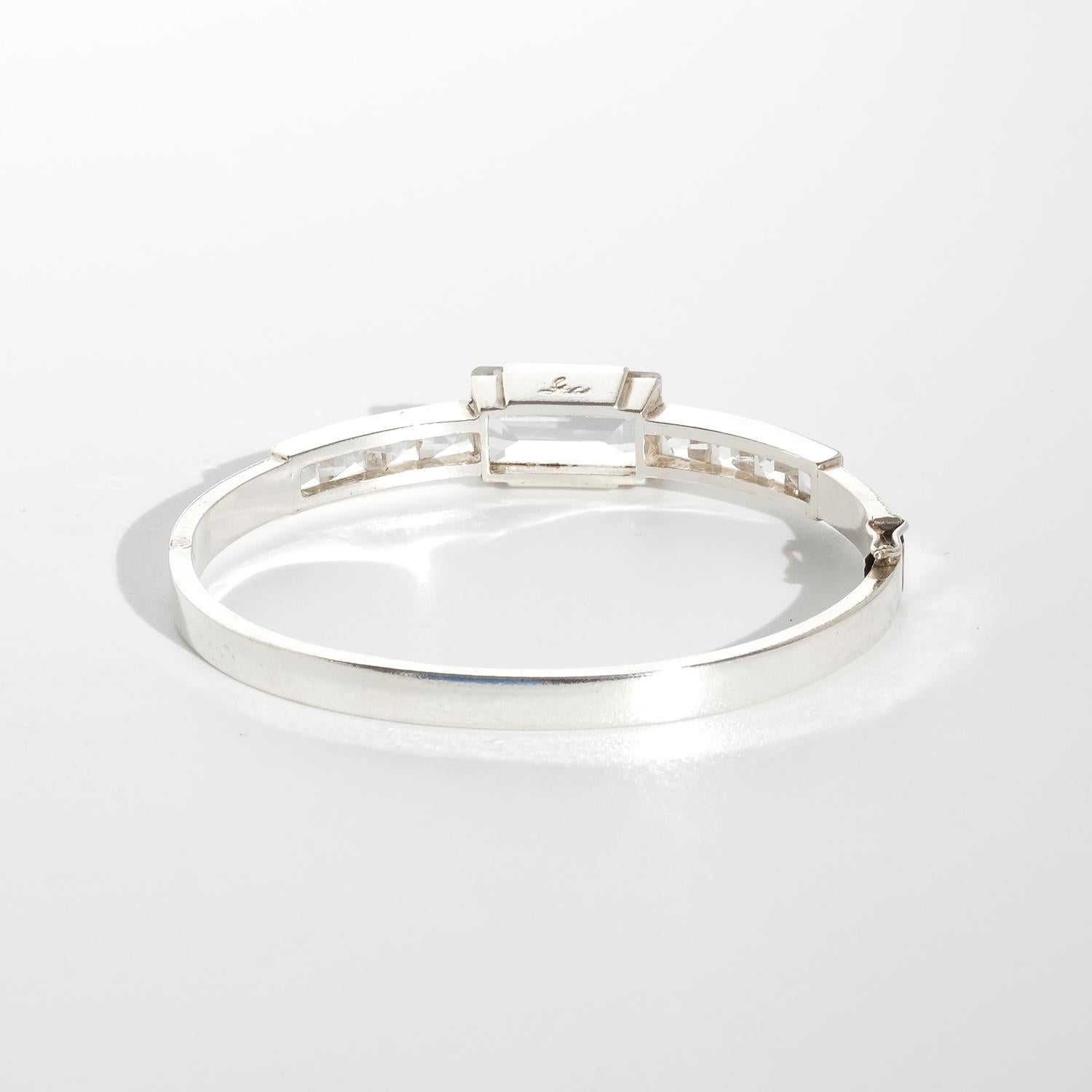 Vintage Silver and Rock Crystal Bracelet Made 1944 In Good Condition For Sale In Stockholm, SE