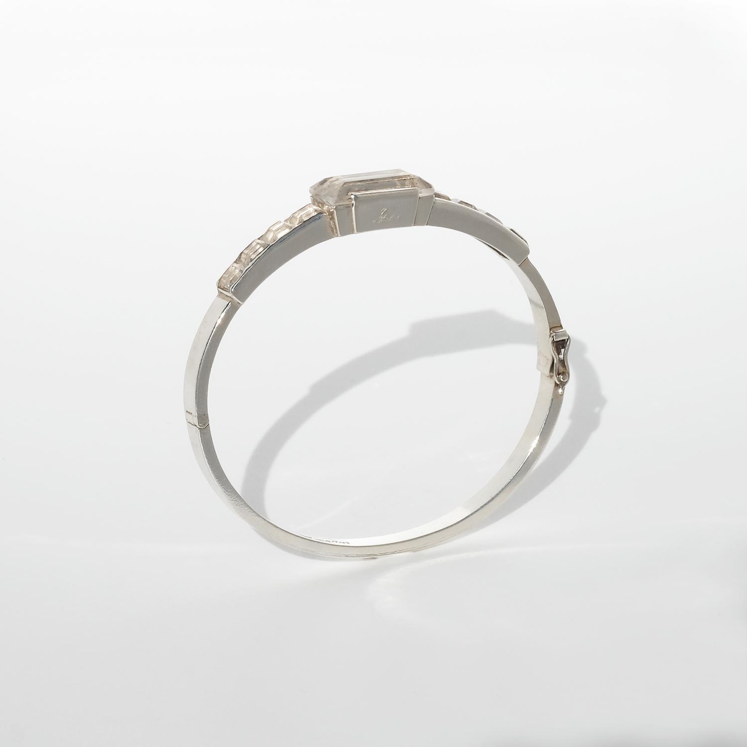 Vintage Silver and Rock Crystal Bracelet Made 1944 For Sale 1