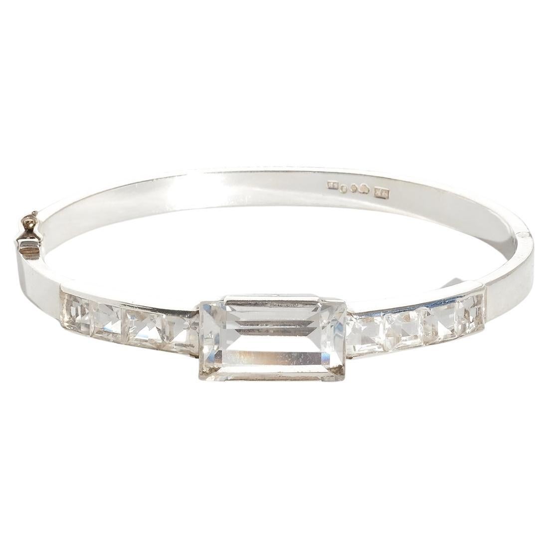 Vintage-Armband aus Silber und Bergkristall, hergestellt 1944