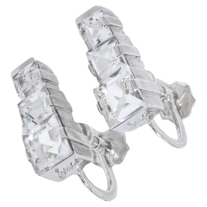 Silber- und Bergkristallohrringe von Ateljé Stigbert aus dem Jahr 1948 im Angebot