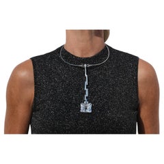 Vintage Silver and Rock Crystal Neck Ring and pendant by Jan Lundgren Made 1970s