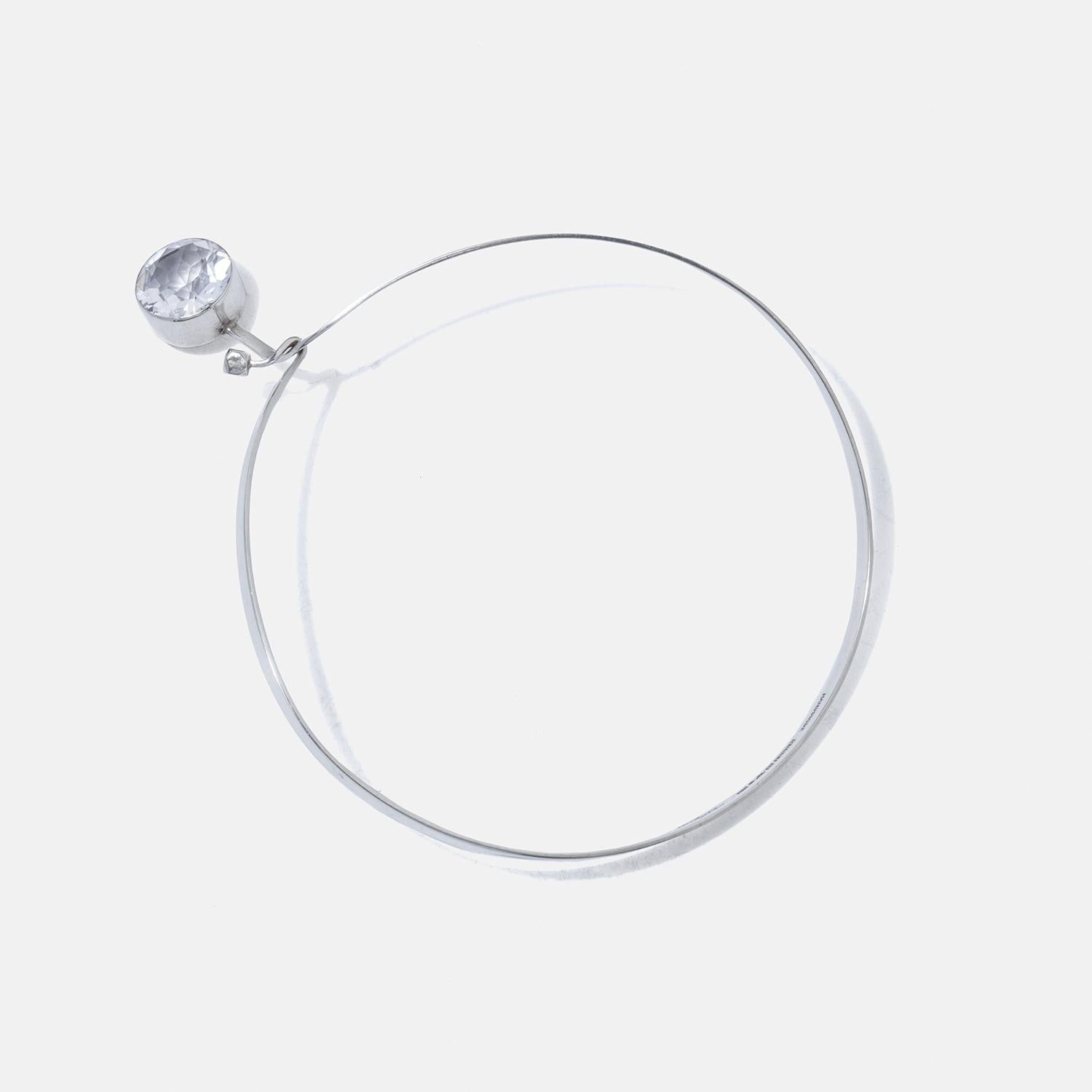 Vintage Silver and Rock Crystal Neck Ring by Gert Thysell Made Year 1970 For Sale 1