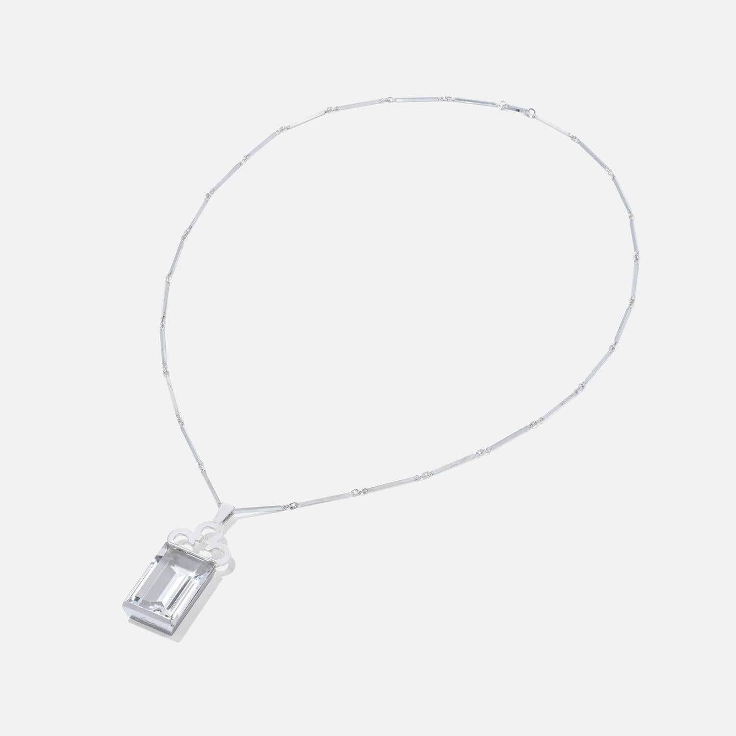 Collana vintage in argento e cristallo di rocca di Ateljé Stigbert realizzata negli anni '40 In condizioni buone in vendita a Stockholm, SE
