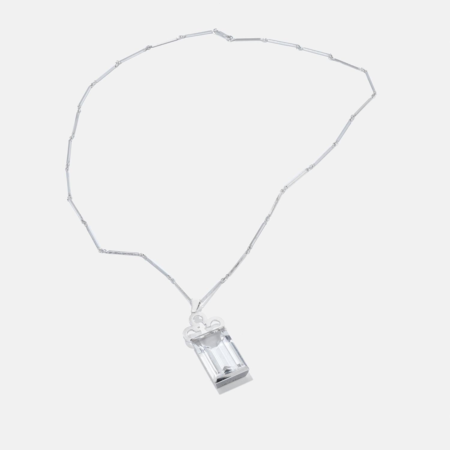 da uomo o donna Collana vintage in argento e cristallo di rocca di Ateljé Stigbert realizzata negli anni '40 in vendita