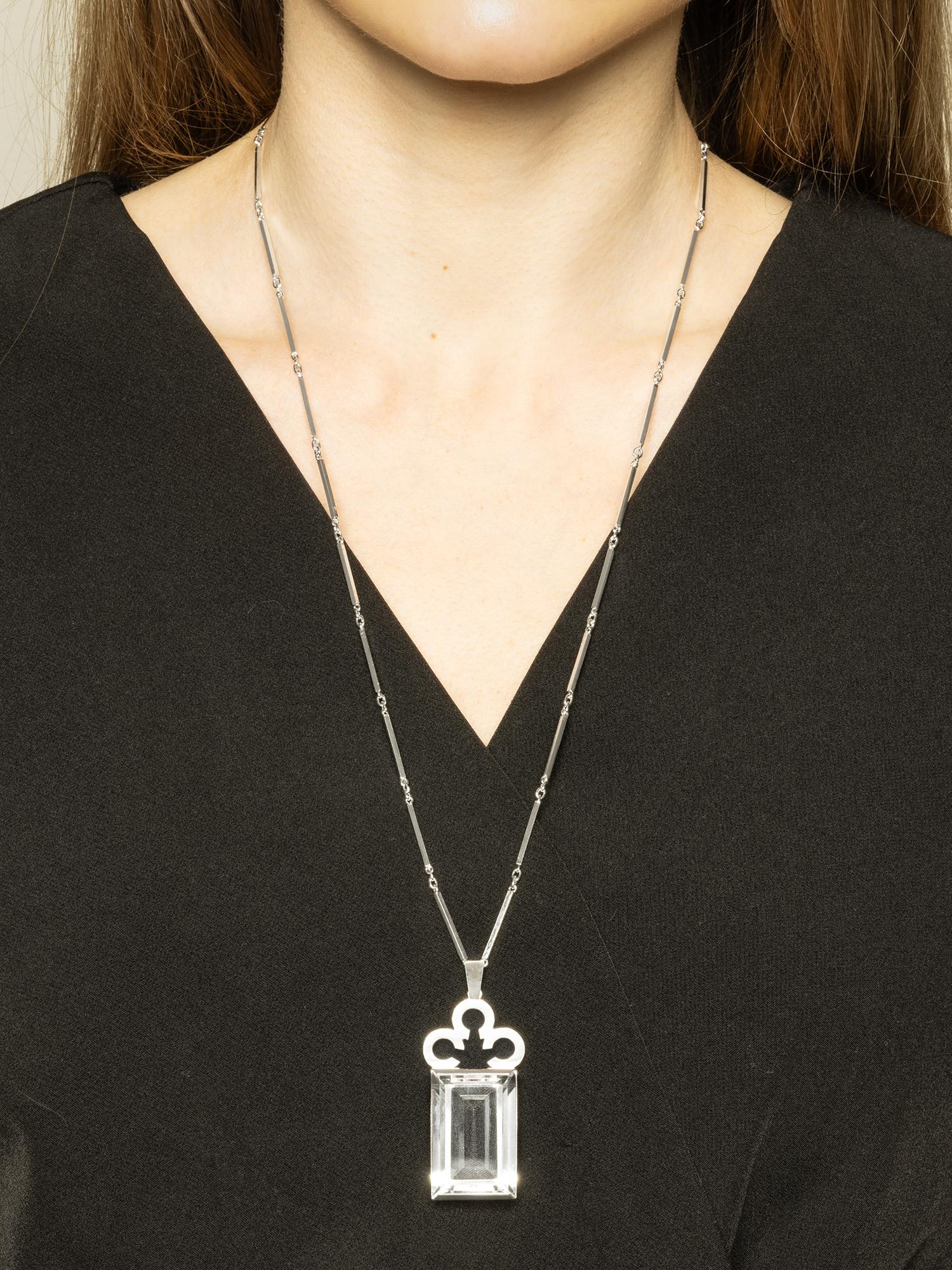 Collana vintage in argento e cristallo di rocca di Ateljé Stigbert realizzata negli anni '40 in vendita 2