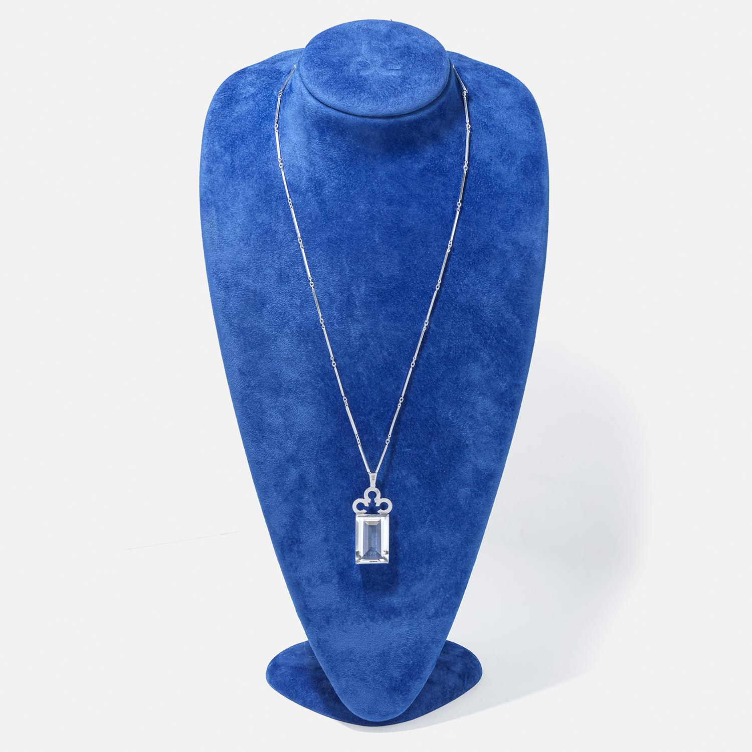 Collana vintage in argento e cristallo di rocca di Ateljé Stigbert realizzata negli anni '40 in vendita 3