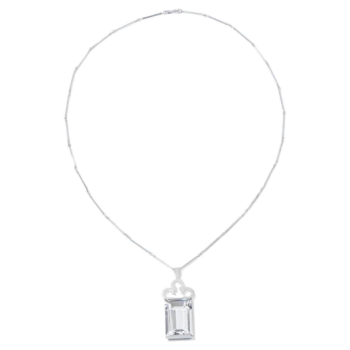 Vintage Silver and Rock Crystal Necklace by Ateljé Stigbert Made in the 1940s