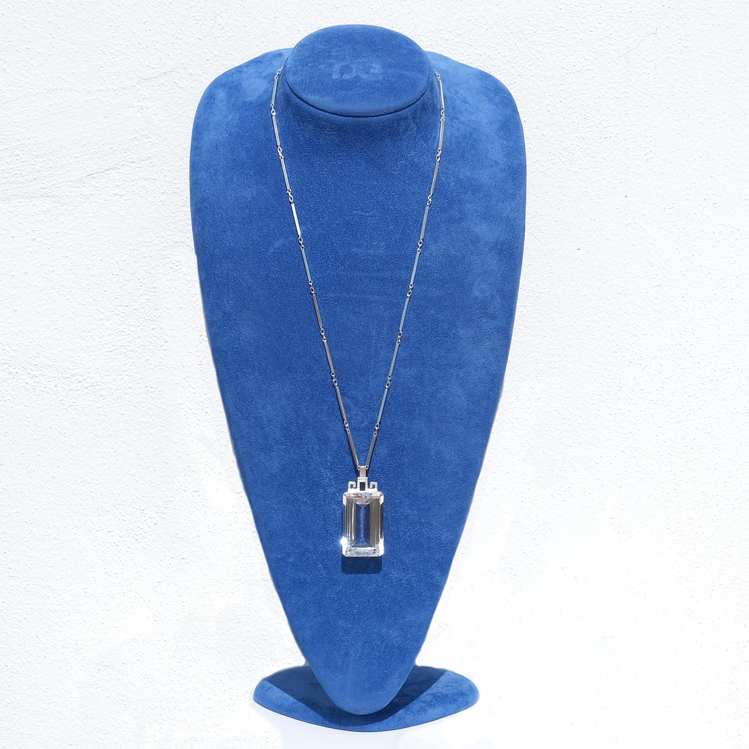 Collana d'argento e cristallo di rocca vintage di Heribert Engelbert del 1943 in vendita 5