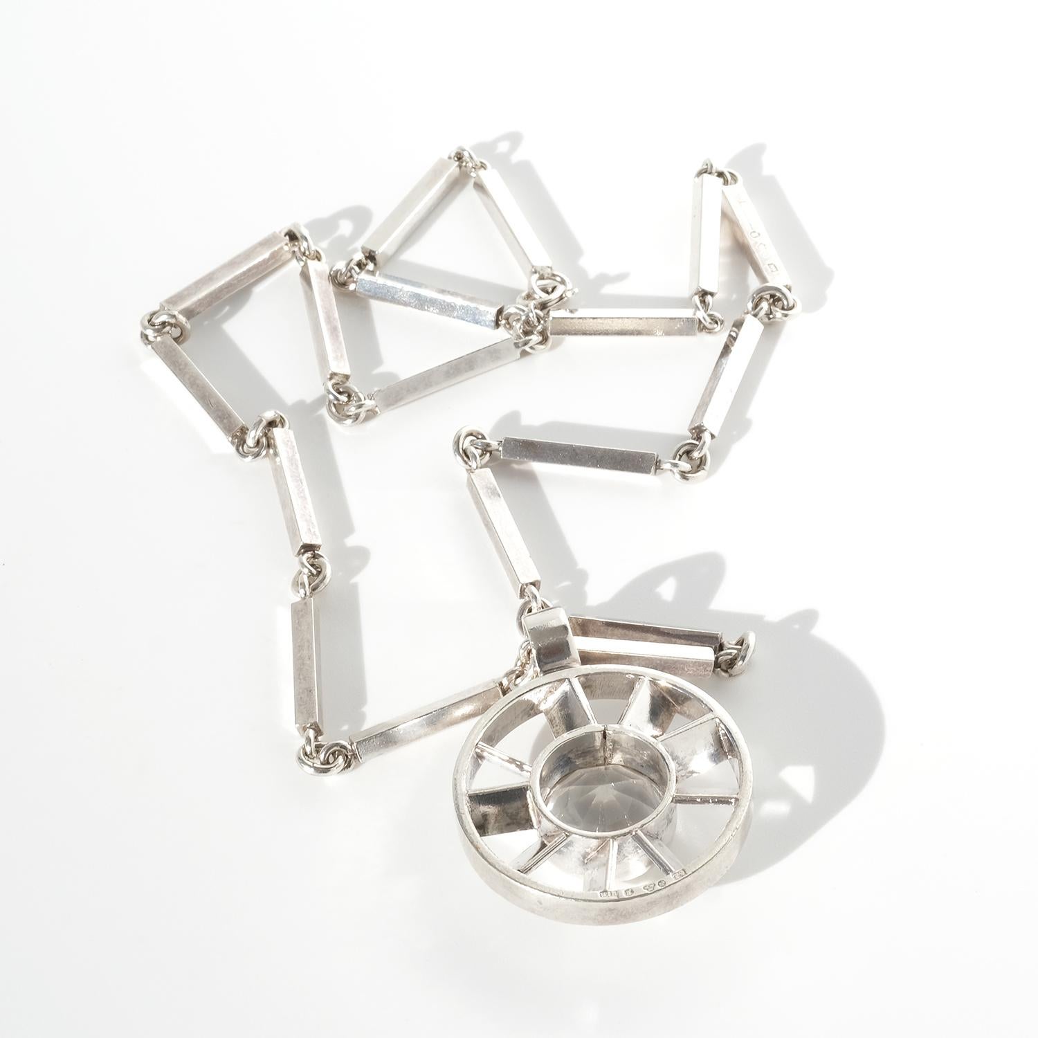 Collana vintage in argento e cristallo di rocca della svedese Claës Giertta del 1965 In condizioni buone in vendita a Stockholm, SE