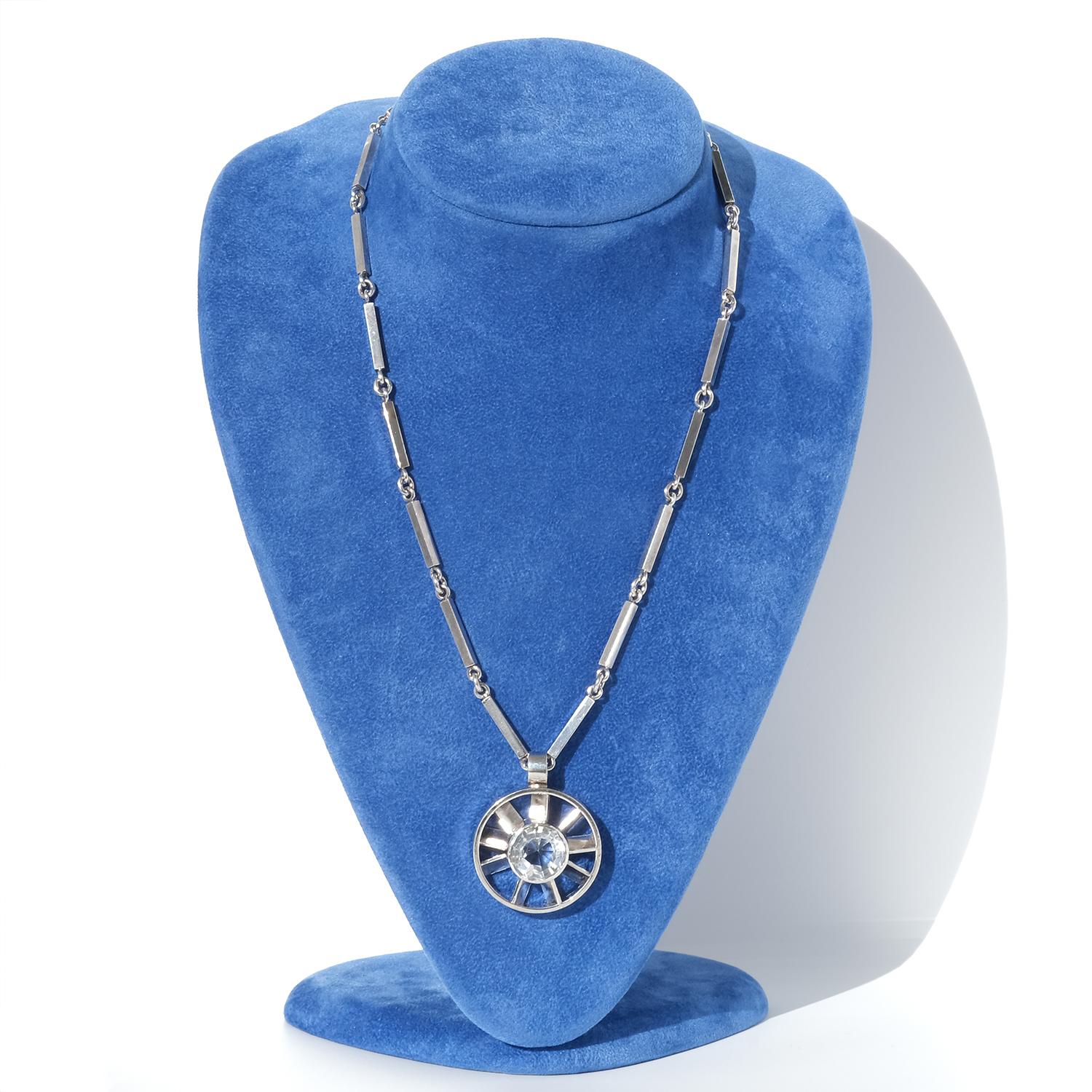 Collana vintage in argento e cristallo di rocca della svedese Claës Giertta del 1965 in vendita 2