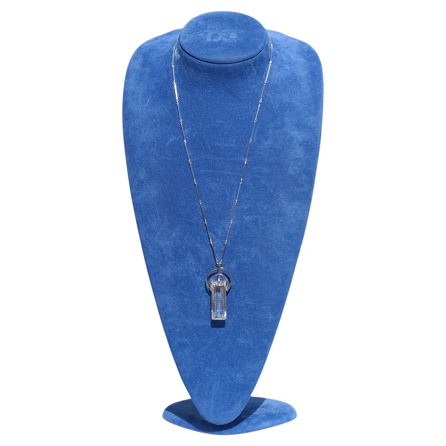 Vintage Silver and Rock Crystal Necklace Made 1942