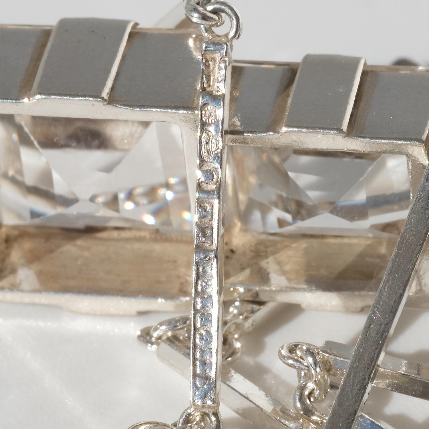 Women's or Men's Vintage Silver and Rock Crystal Necklace Made 1945 For Sale