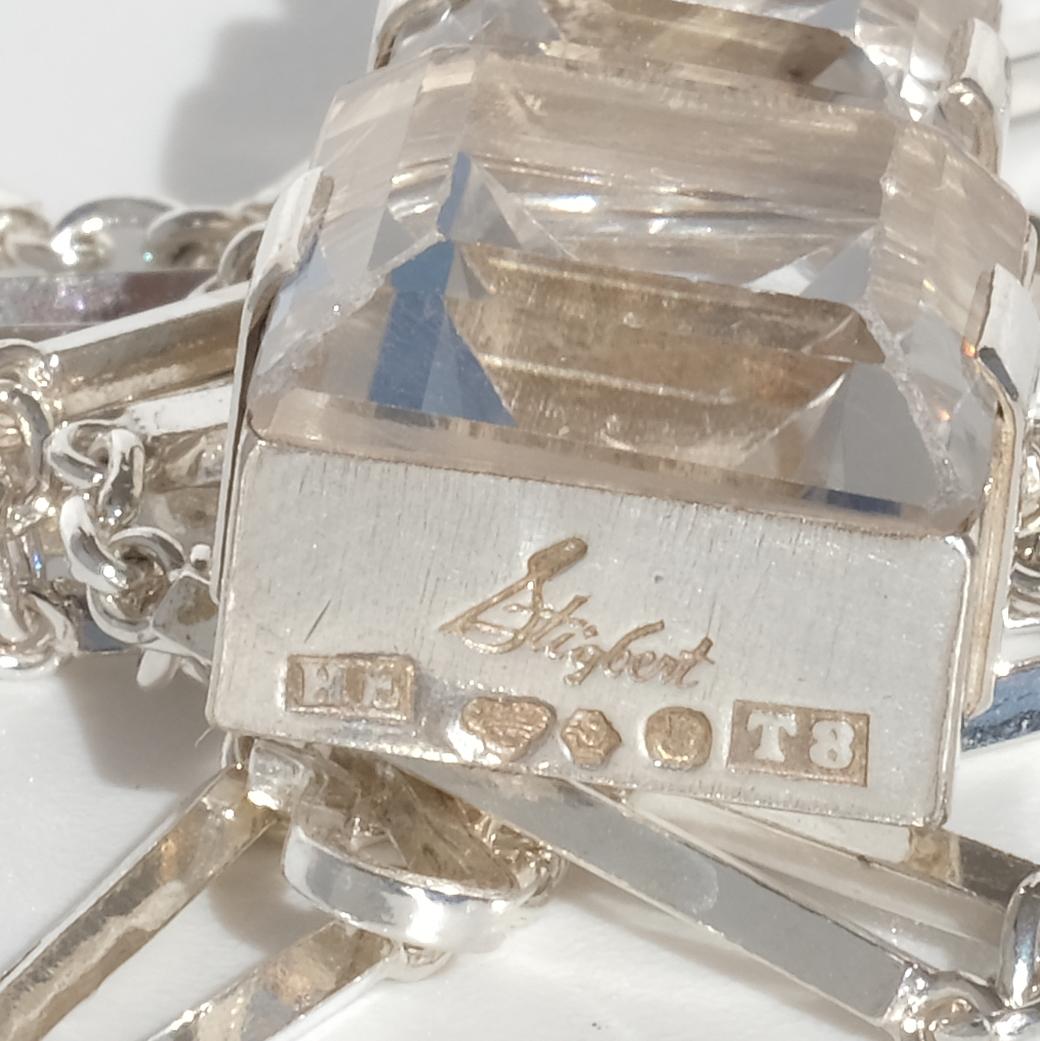 Vintage Silver and Rock Crystal Necklace Made 1945 For Sale 1