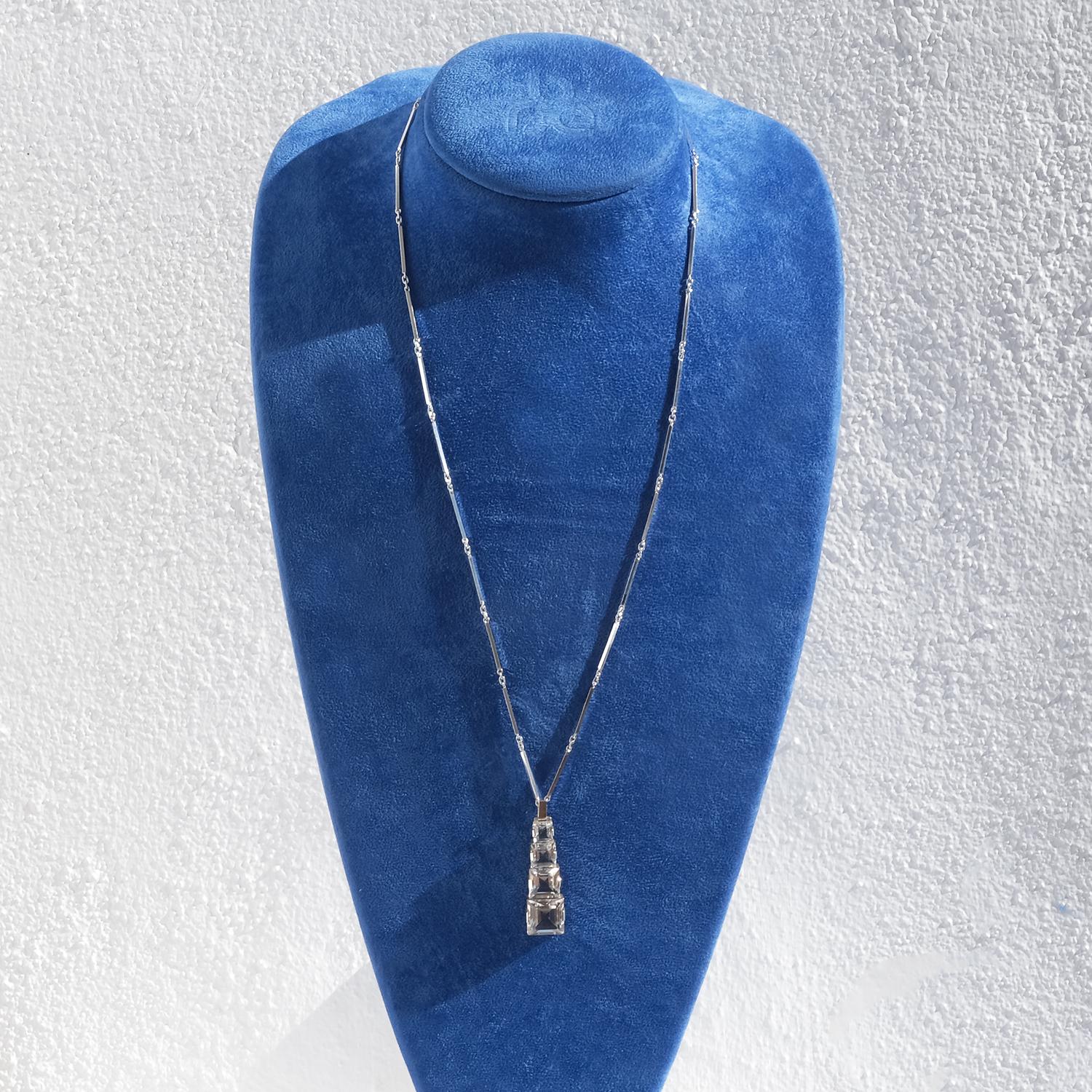 Vintage Silver and Rock Crystal Necklace Made 1945 For Sale 2