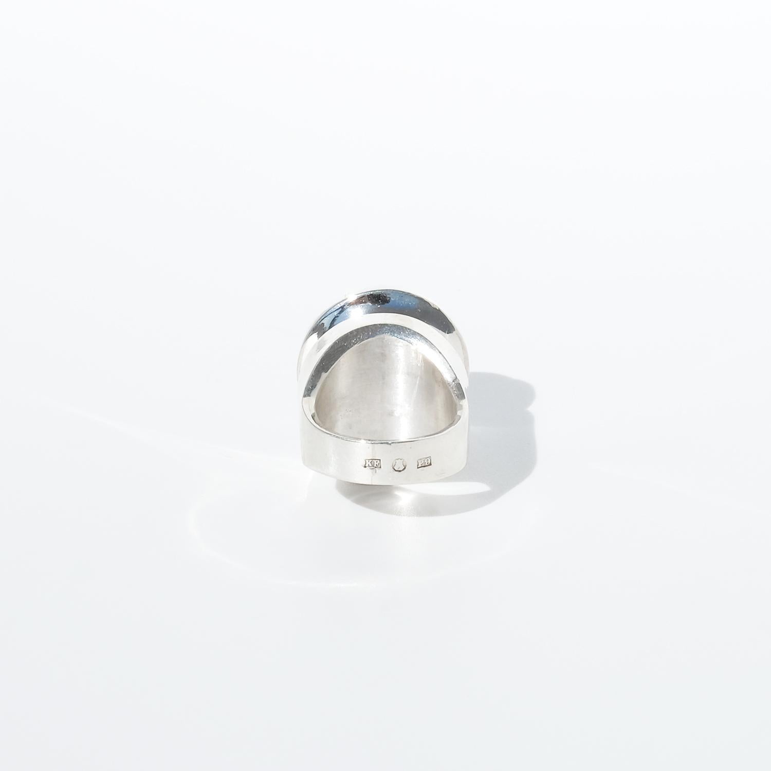 Vintage Silver and Rock Crystal Ring by Åke Stavenow Made 1965 For Sale 2
